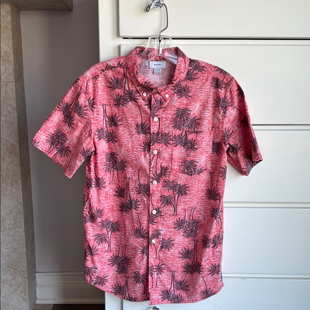 OLD NAVY Red Palm Tree Print Boys Shirt